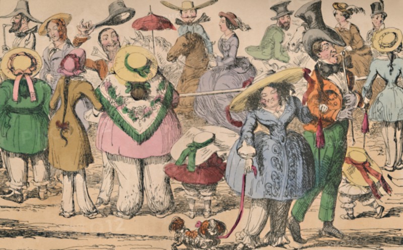 'Cruikshank's Exhibition of Bloomers in Hyde Park, 1852', c1870. Artist: George Cruikshank.