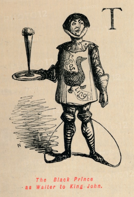 'The Black Prince as Waiter to King John', c1860, (c1860). Artist: John Leech.
