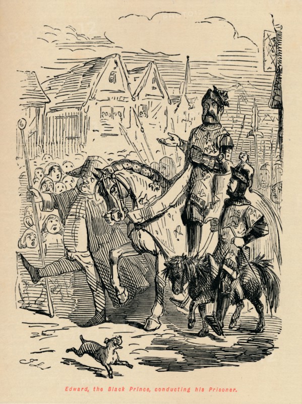 'Edward the Black Prince, conducting his Prisoner', c1860, (c1860). Artist: John Leech.