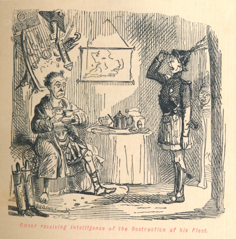 'Caesar receiving intelligence of the Destruction of his Fleet', c1860, (c1860). Artist: John Leech.