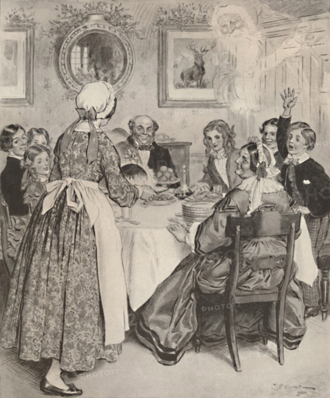 Let Me Think of the Comfortable Family Dinners., 1862, (1923).  Artist: Charles Edmund Brock.