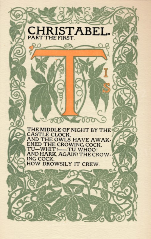 'Eragny Press: Opening Page of Coleridge's Christabel', 1895-1914. Artist: Lucien Pissaro.