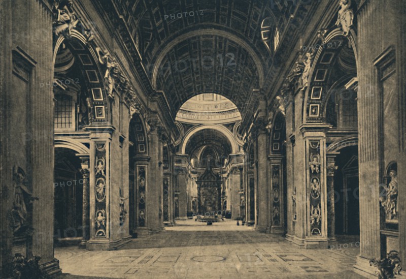 'Roma - Interior of the Basilica of S. Peter', 1910.  Artist: Unknown.