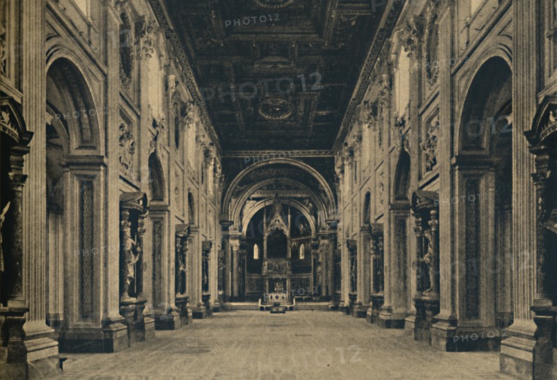 'Roma - Main nave of the Basilica of St. John Lateran (Borromini, arch. 1650)', 1910. Artist: Unknown.