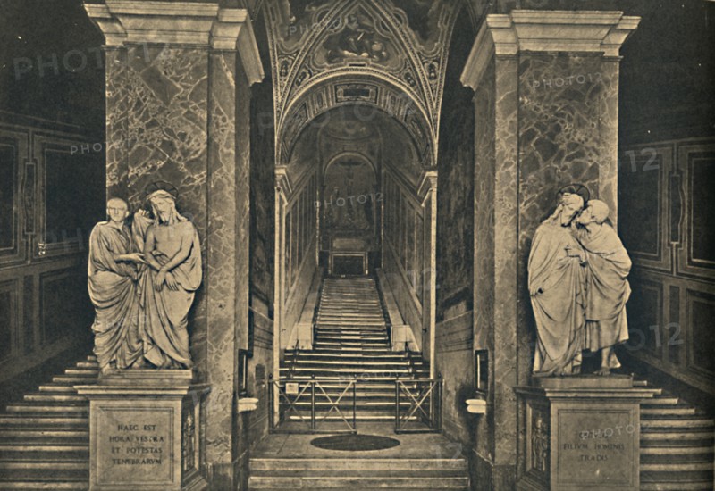 'Roma - Holy steps with the 28 marble Steps from the House of Pilate, brought to Rome by St. Helena. Artist: Unknown.