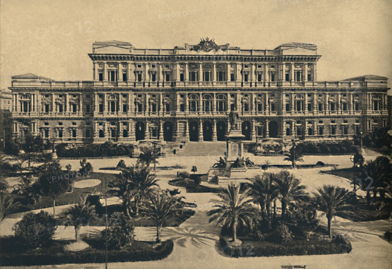 'Roma - Prati di Castello. New Law Courts by Calderini, and statue of Cavour', 1910. Artist: Unknown.