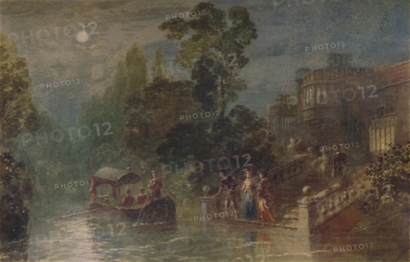 'Moonlight: the Terrace, Haddon Hall', 1873, (1935). Artist: George Haydock Dodgson.