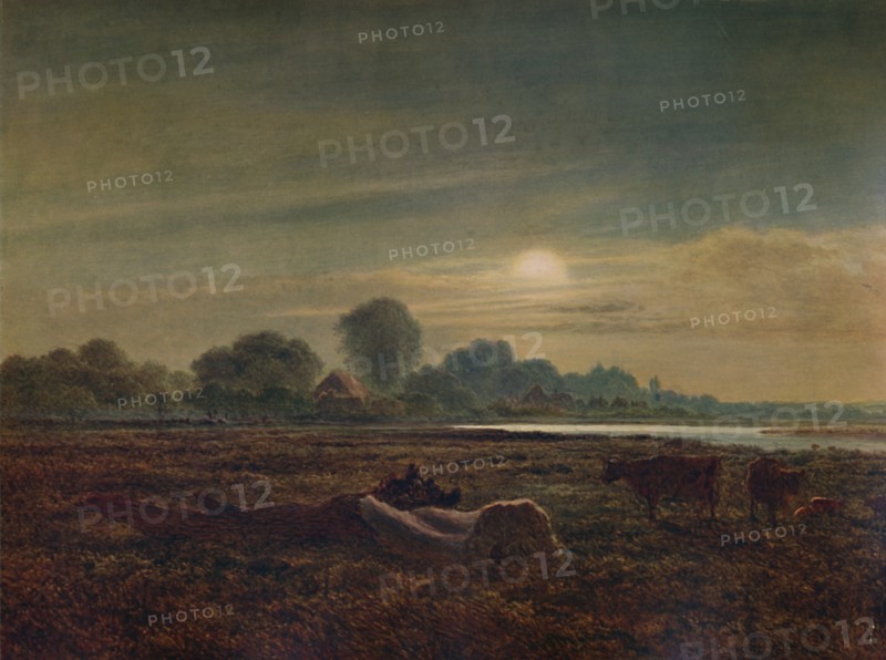 'River Scene by Moonlight, with Cattle', 1879, (1935). Artist: Arthur Gilbert.