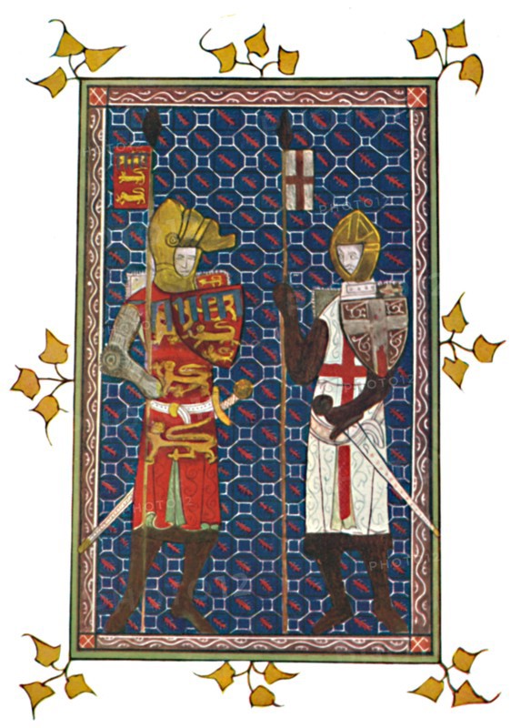 'St. George and Plantagenet Earl of Lancaster', c1295, (1903). Artist: Unknown.