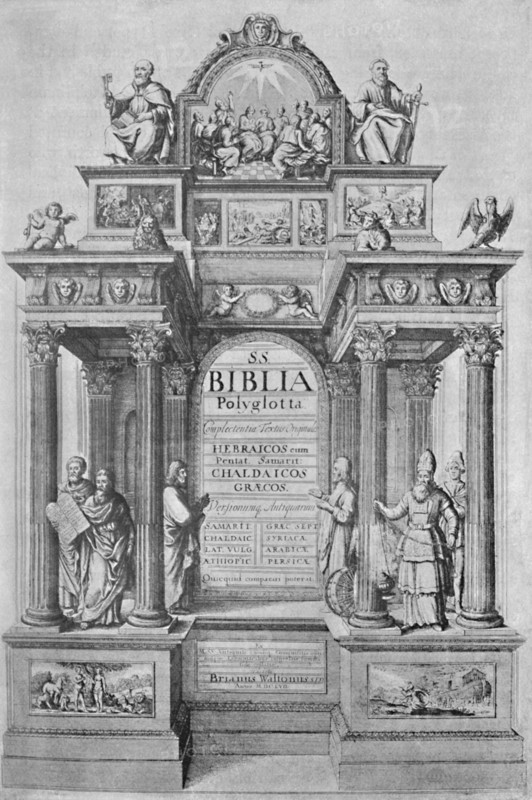 'Title-Page of Walton's Polyglot Bible', 1657, (1904). Artist: Wenceslaus Hollar.