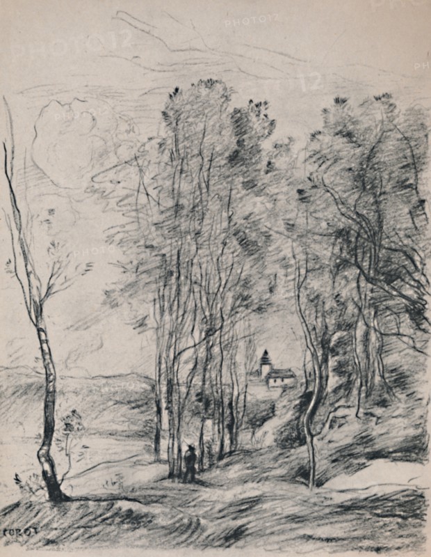 'The Steeple of Saint-Nicolas-Les-Arras', c.1870s, (1946). Artist: Jean-Baptiste-Camille Corot.