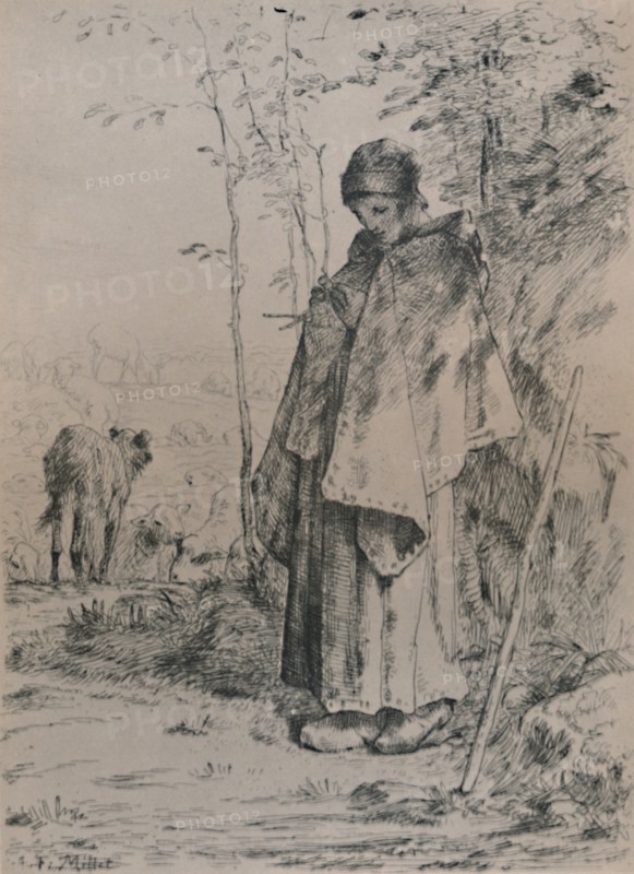 'The Shepherdess', 1862, (1946). Artist: Jean Francois Millet.