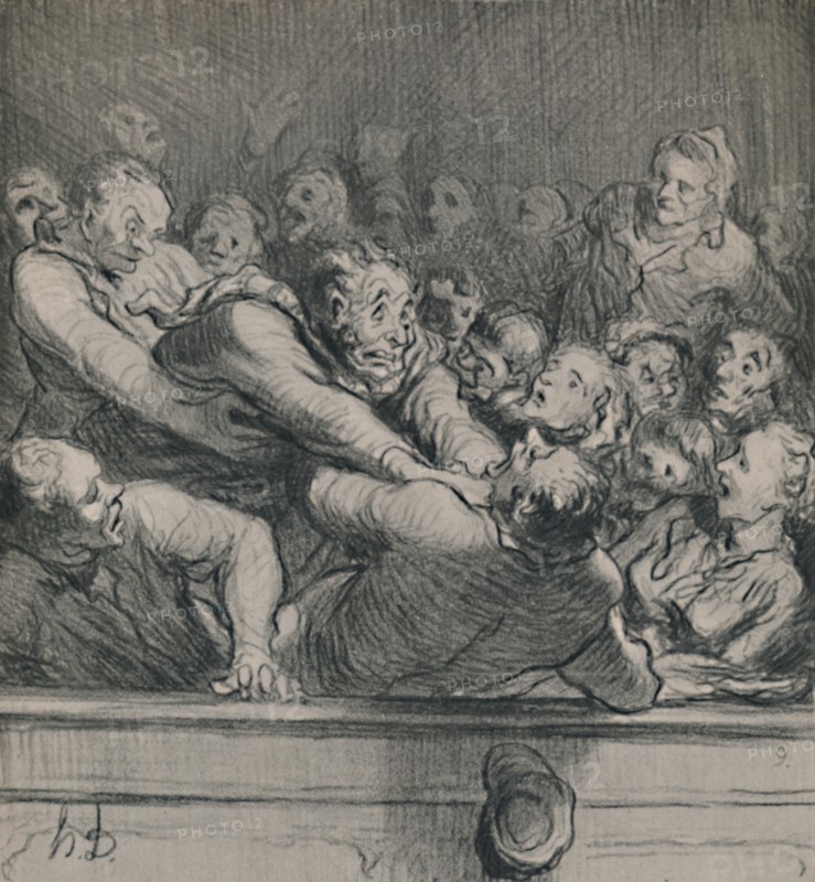 'A Literary Discussion in the Upper Gallery', c.1864, (1946). Artist: Honore Daumier.