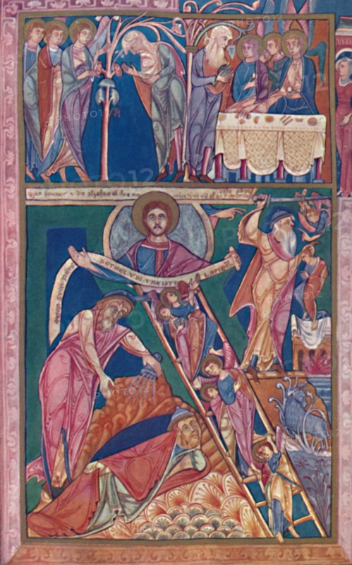 'MS. Illumination Showing the Vision of Jacob', 12th century, (1902). Artist: Unknown.