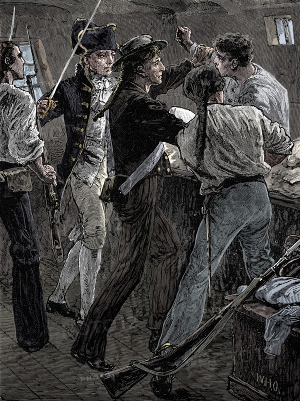 Mutiny of the crew of the 'Bounty', 1789 (late 19th century). Artist: Unknown.