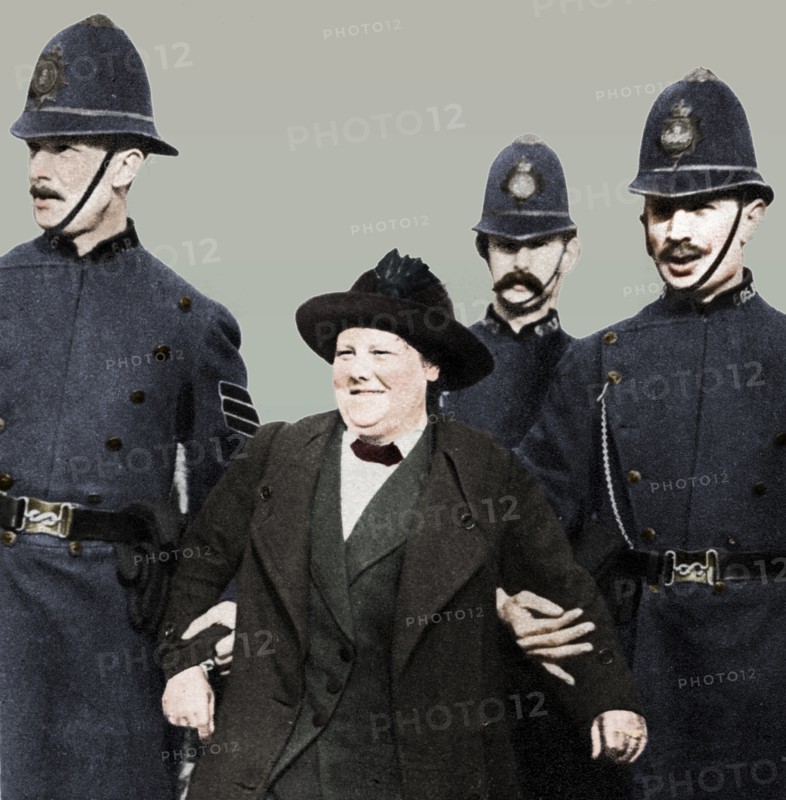 Mrs Flora Drummond, arrested in Hyde Park, London, 1914, (1935).  Artist: Unknown.