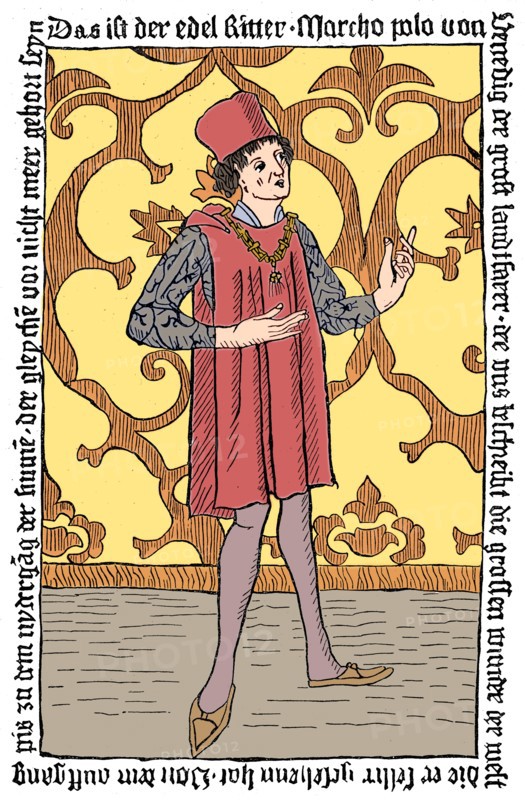 Marco Polo, Medieval Venetian merchant and traveller. Artist: Unknown.