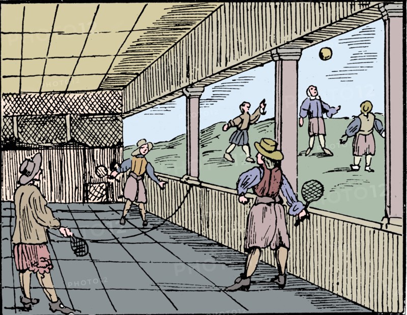 Young men playing a form of tennis, 16th century. Artist: Unknown.