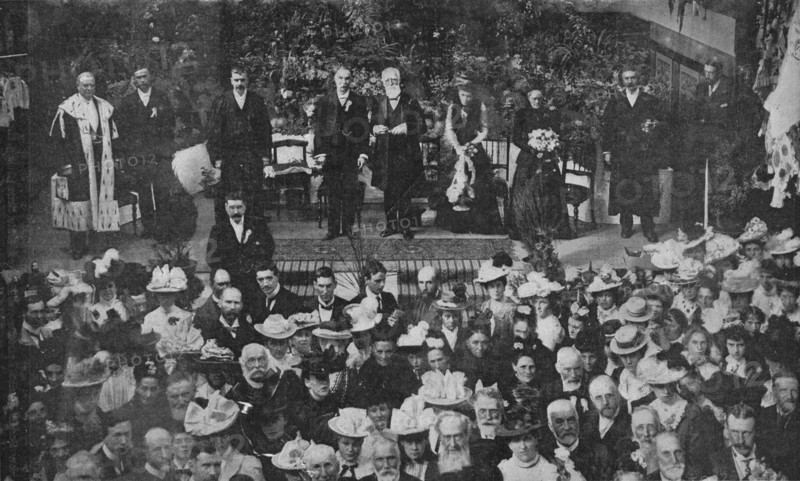 'Lord Strathcona Opening the Free Church Bazaar in his Native Town of Forres', 1900. Artist: Unknown.