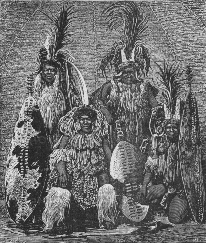 'Group of Zulus in Full Dress', 1902. Artist: A Tissendier.