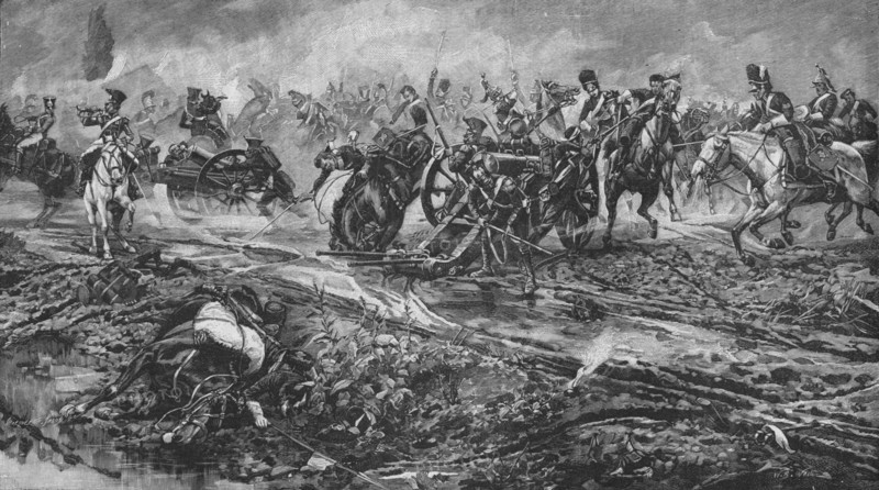 'The Union Brigade Capturing the French Guns at Waterloo', 1902. Artist: William Barnes Wollen.