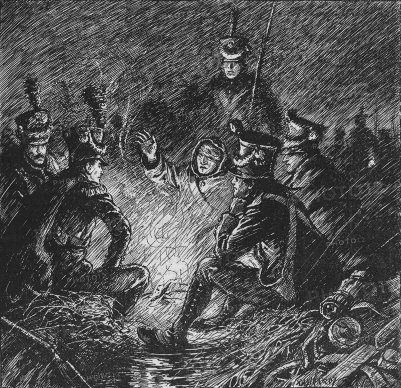 'Both French and Allies Bivouacked in Mud and Water', 1902. Artist: Paul Hardy.