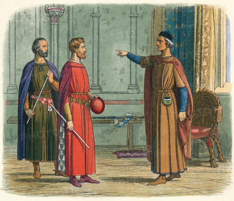 'Edward threatens the Lord Marshal', 1297 (1864). Artist: James William Edmund Doyle.