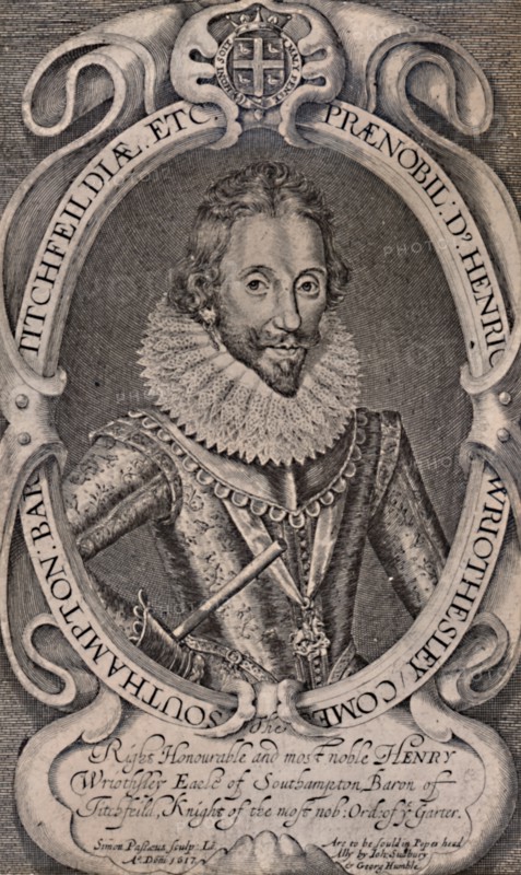 Henry Wriothesley, Earl of Southampton, patron of William Shakespeare, c1617 (1894). Artist: Simon de Passe.
