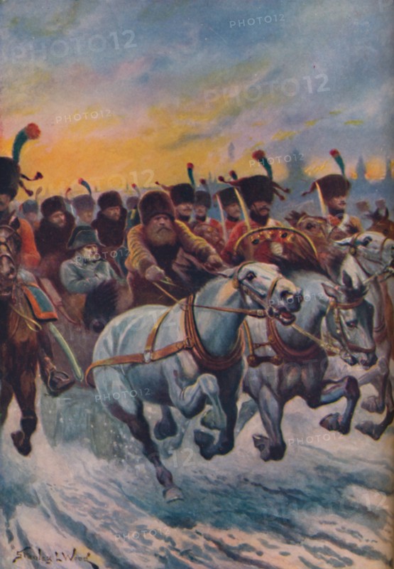 'Napoleon at the Retreat from Moscow', c1925. Artist: Stanley Llewellyn Wood.