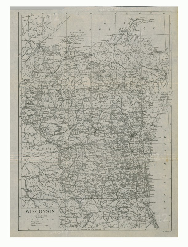 Map of Wisconsin, c1900. Artist: Carl Hentschel.