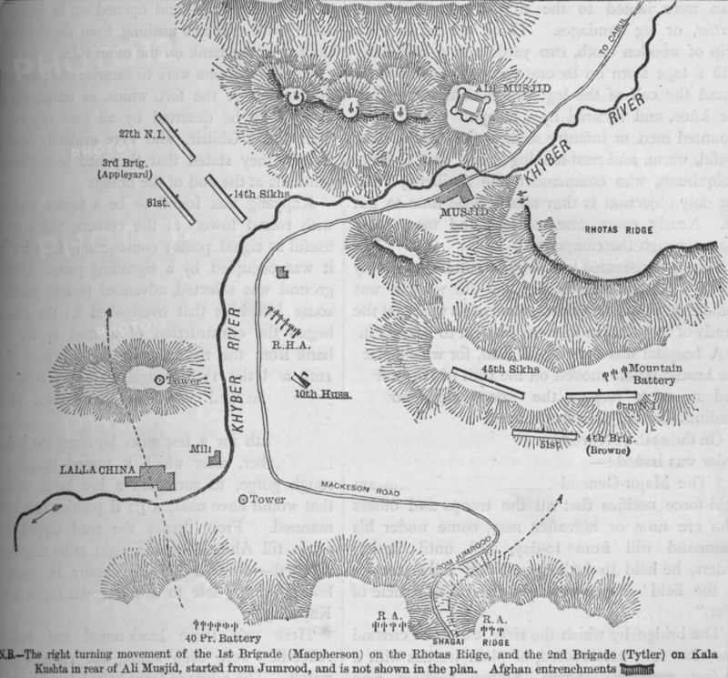 'Plan of the Attack on Ali Musjid, (Nov. 21, 1878)', c1880. Artist: Unknown.