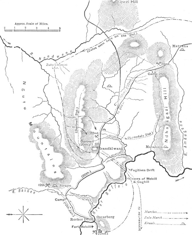 'Plan of the Marches near Isandhlwana between Jan. 12th and 22nd, 1879', c1880. Artist: Unknown.