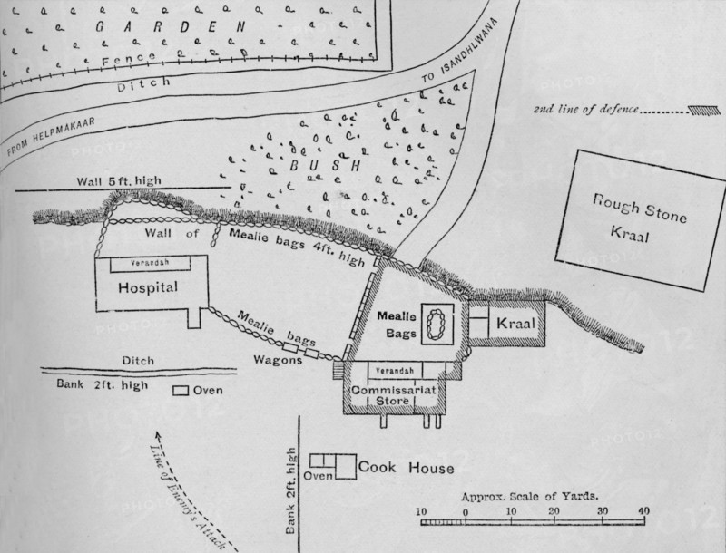 'Plan of the Defences at Rorke's Drift, (Jan. 22, 1879)', c1880. Artist: Unknown.