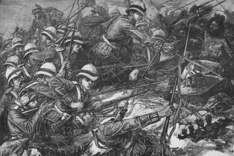 'The Battle of Tamai', c1885. Artist: WI Mosses.