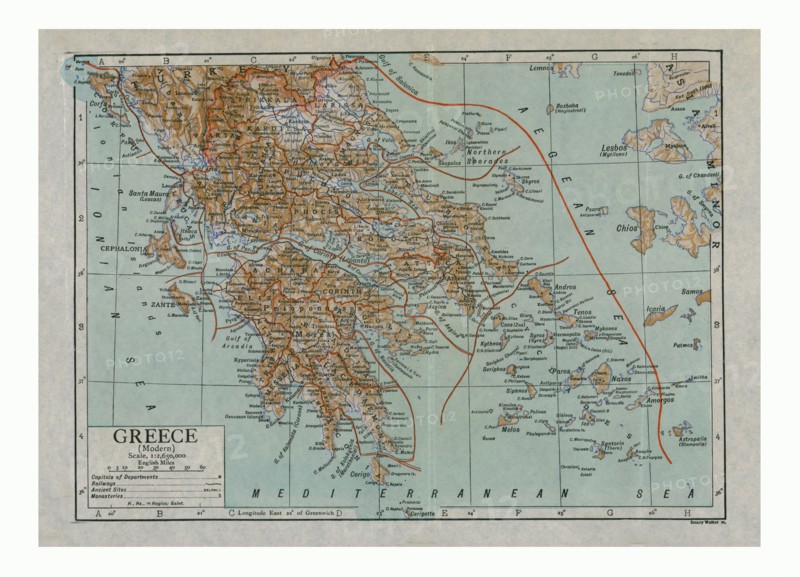 Map of Modern Greece, c1910s. Artist: Emery Walker.