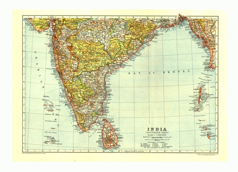 Map of India Southern part, c1910. Artist: Johann Georg Justus Perthes.