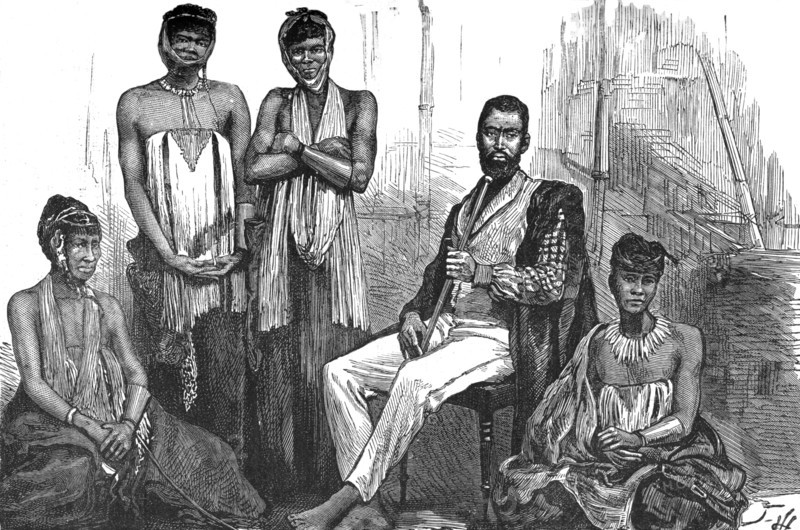 'Sandilli, Chief of the Gaikas and his Wives', c1880. Artist: Unknown.