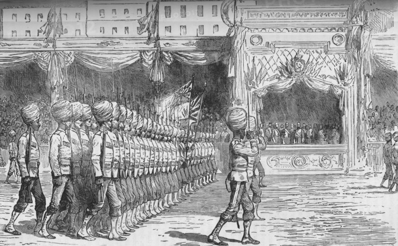 'The Review at Cairo: March Past of the Beloochees', c1880. Artist: Unknown.