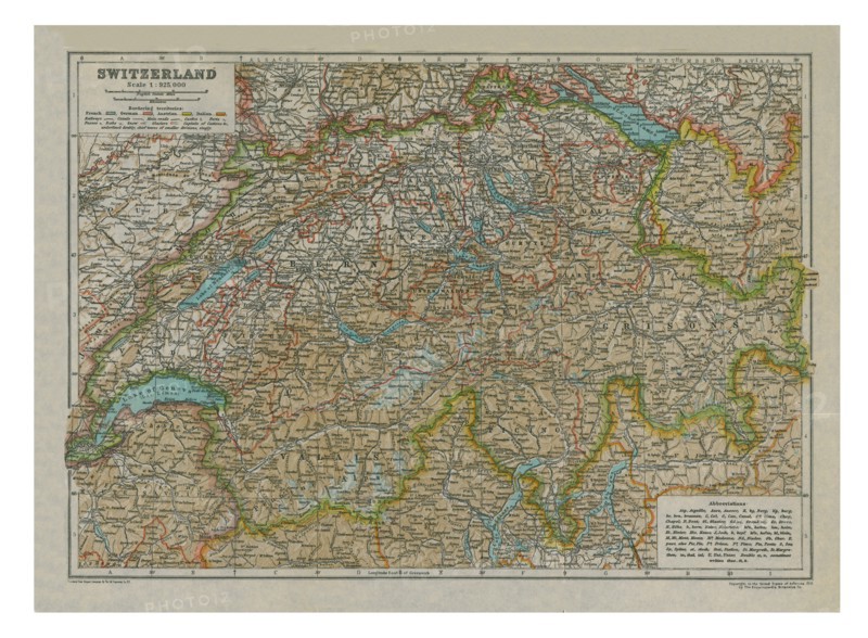 Map of Switzerland. Artist: Unknown.
