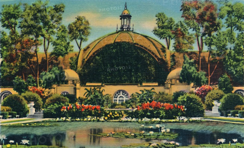 'Botanical Building and Lagoon. San Diego, California', c1941. Artist: Unknown.