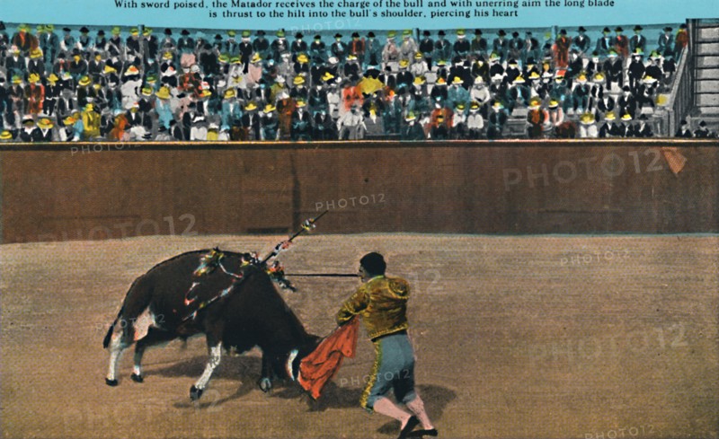 'The Challenge of the Matador, Plaza De Toros', c1939. Artist: Unknown.