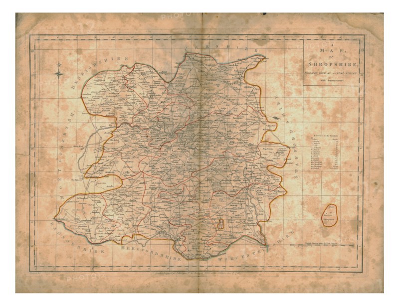 A Map of Shropshire, c1788. Artists: John Haywood, Edward Sudlow.