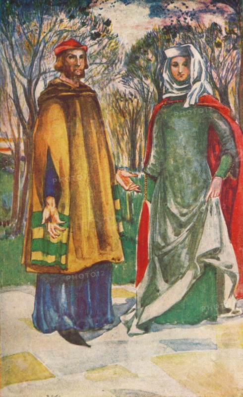 'A Man and Woman of The Time of Edward I', 1907. Artist: Dion Clayton Calthrop.