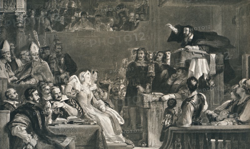 'John Knox Preaching before the Lords of the Congregation, 10 June 1559', c1827, (1912). Artist: David Wilkie.