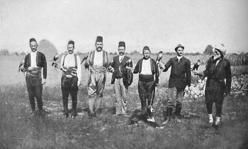 Bosnian falconers, 1912. Artist: F Topiq.