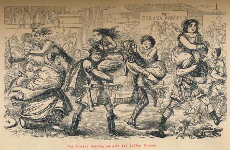 'The Romans walking off with the Sabine women', 1852. Artist: John Leech.