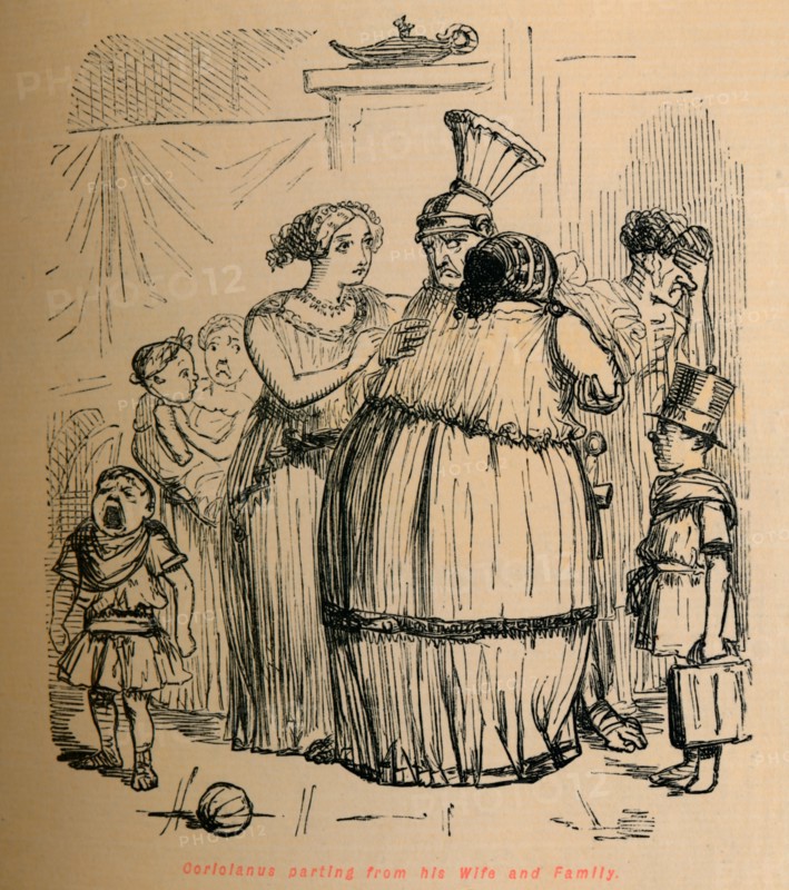 'Coriolanus parting from his Wife and Family', 1852. Artist: John Leech.