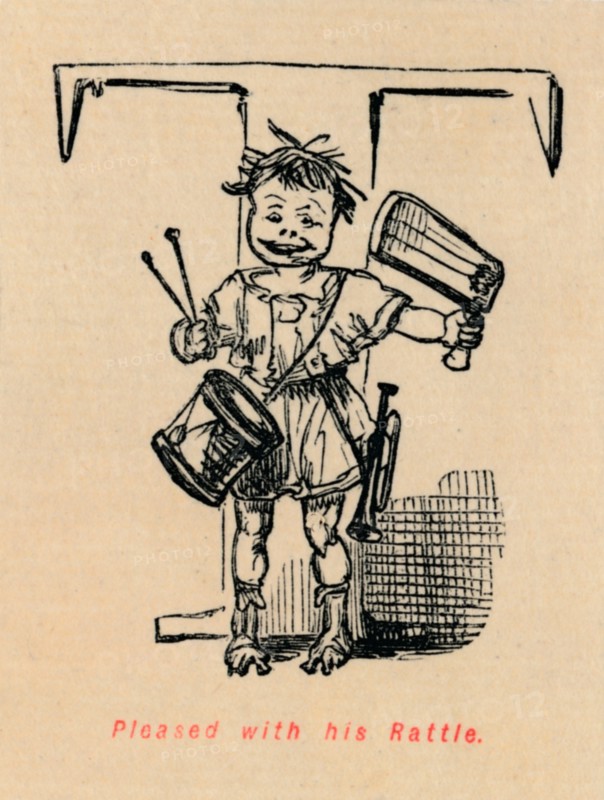 'Pleased with his Rattle', 1852. Artist: John Leech.