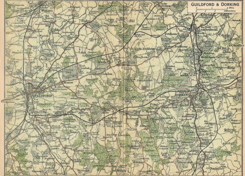 'Guildford & Dorking', c20th Century. Artist: John Bartholomew.