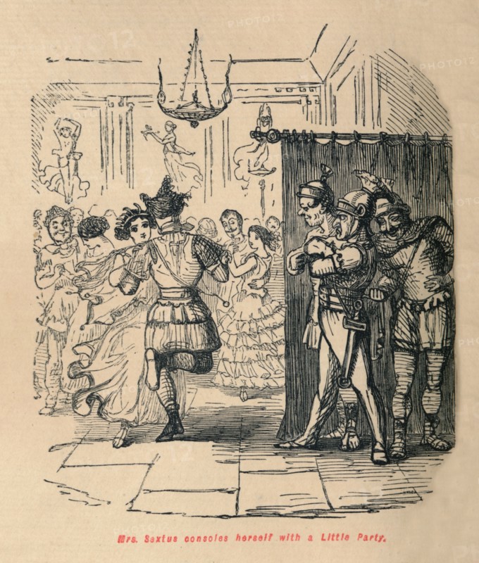 'Mrs Sextus consoles herself with a Little Party', 1852. Artist: John Leech.